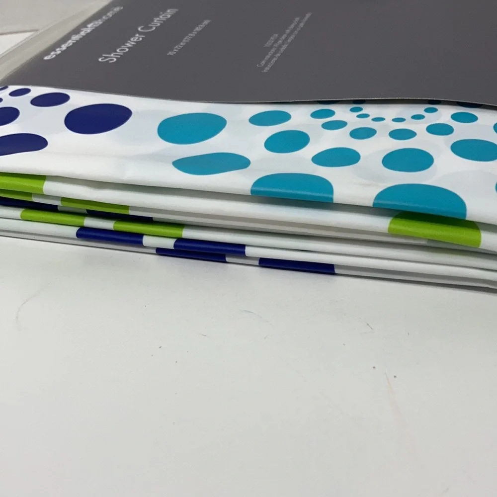 Shower Curtain or Liner Green Blue White NWT Peva Polka Dot Bursts 70